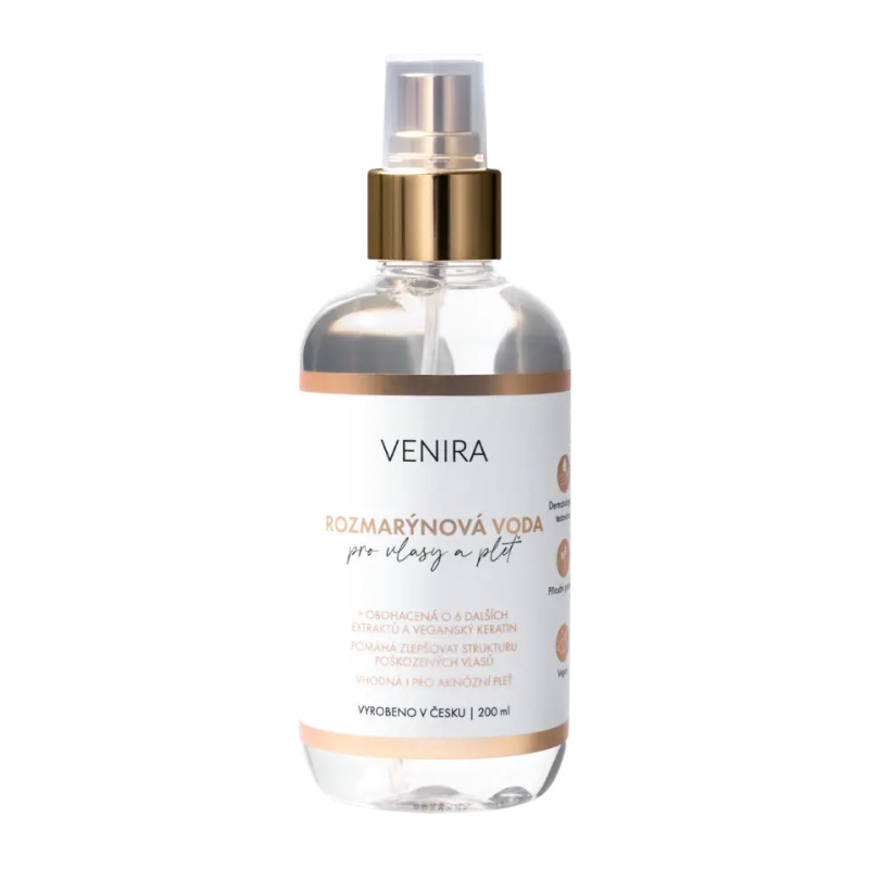 VENIRA rozmarýnová voda/tonikum pro vlasy a pleť, 200 ml