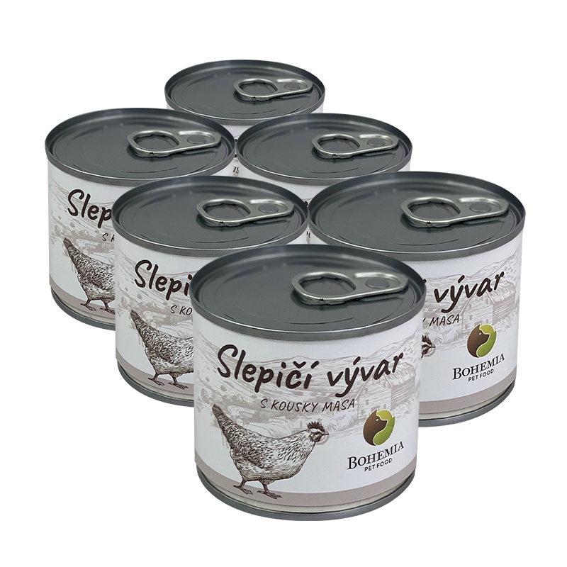 BOHEMIA PET FOOD Vývar Slepičí s kousky masa 6x140 ml