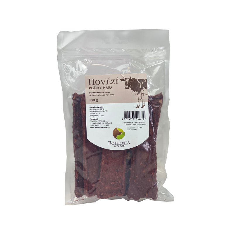 BOHEMIA PET FOOD Hovězí plátky pro psy 100 g