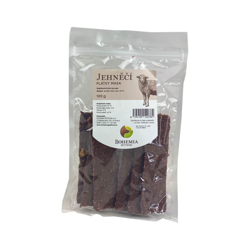 BOHEMIA PET FOOD Jehněčí plátky pro psy 100 g