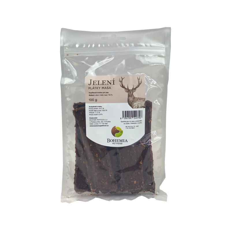 BOHEMIA PET FOOD Jelení plátky pro psy 100 g