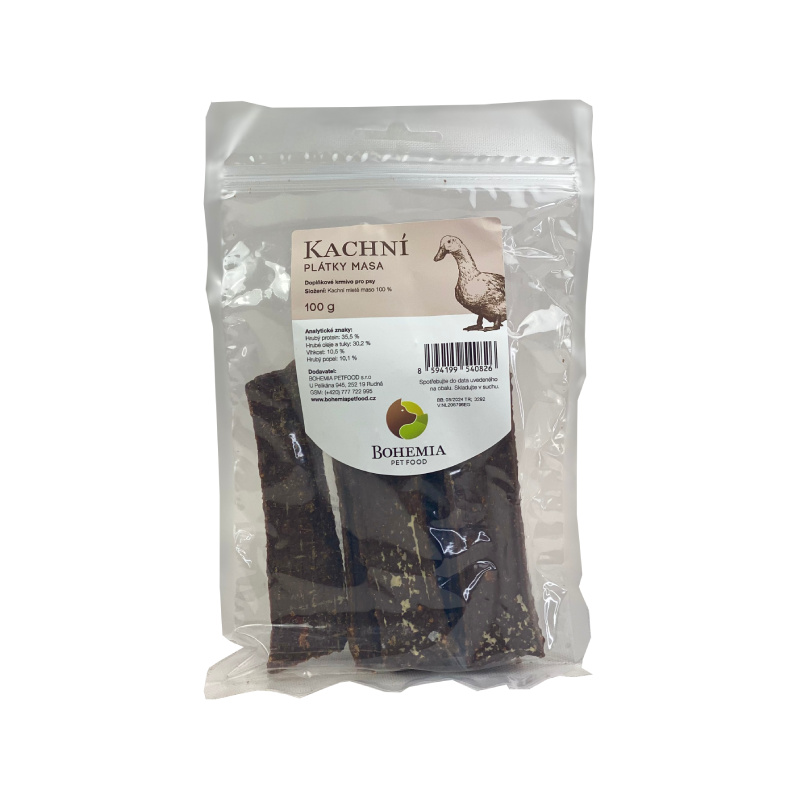 BOHEMIA PET FOOD Kachní plátky pro psy 100 g