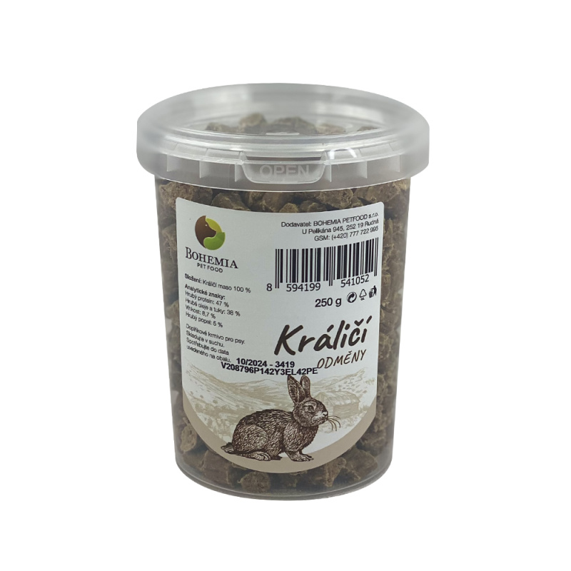 BOHEMIA PET FOOD Králičí odměny pro psy 250 g