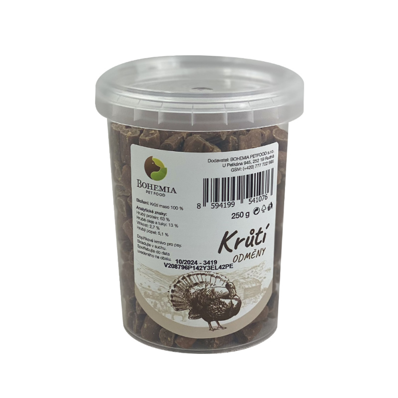 BOHEMIA PET FOOD Krůtí odměny pro psy 250 g