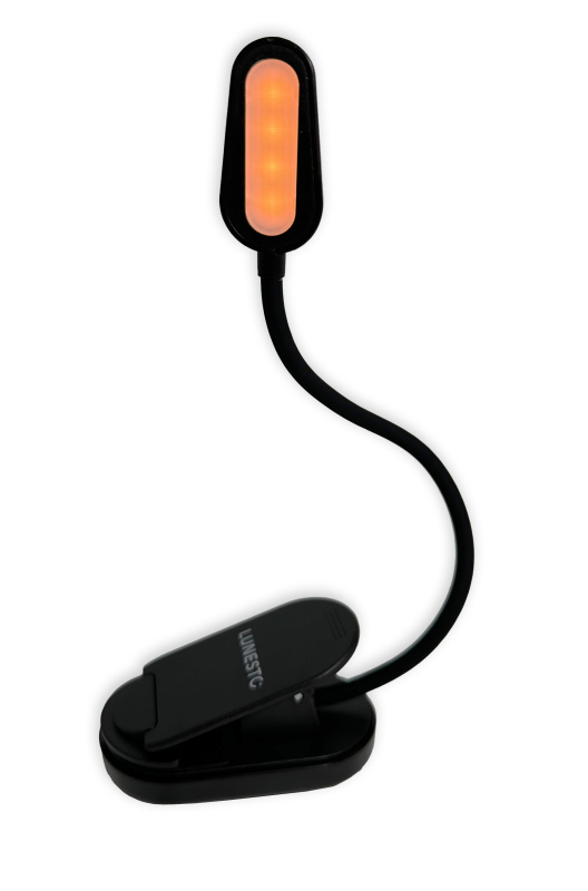 Lunesto LED Lampička na čtení bez modré složky CLIP-ON 1 ks černá