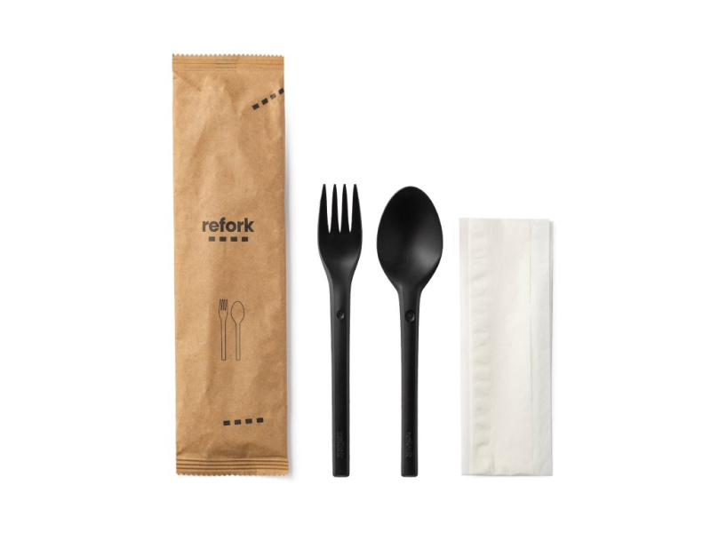 REFORK Pasta set černý (vidlička,lžíce, ubrousek), 1 ks