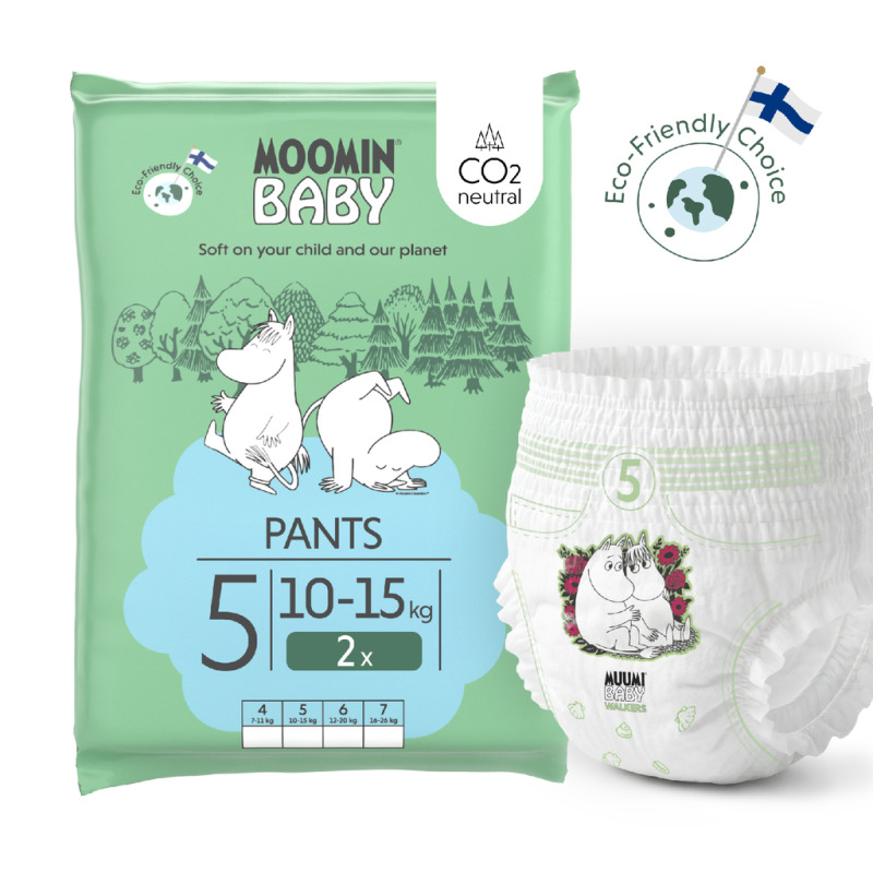 Muumi Baby Pants 5 Maxi+ 10-15 kg (2 ks), kalhotkové pleny
