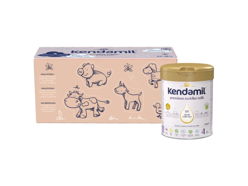 Kendamil Premium 4 HMO+, 2,4 kg (3× 800 g), kreativní balení s dárkem