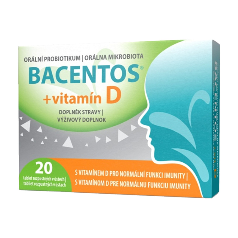 BACENTOS + vitamín D orální probiotikum 20 tablet