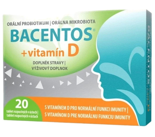 BACENTOS + vitamín D orální probiotikum 20 tablet