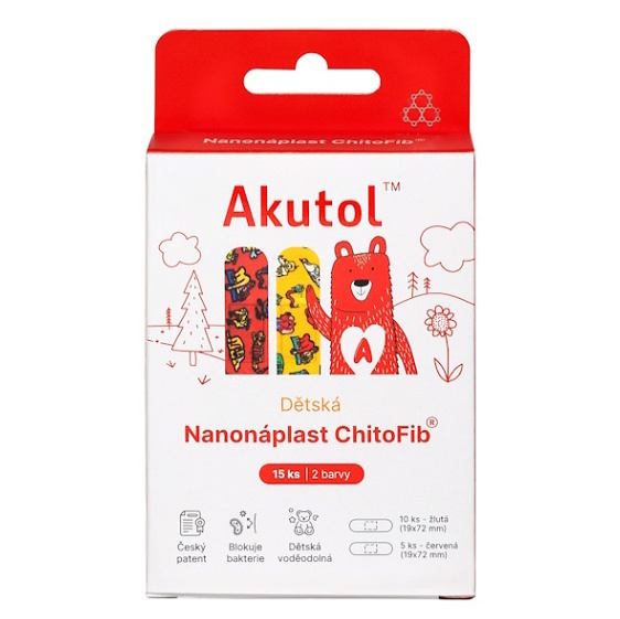 AKUTOL Nanonáplast ChitoFib Dětské balení 15ks