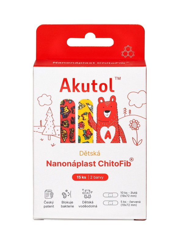 AKUTOL Nanonáplast ChitoFib Dětské balení 15ks