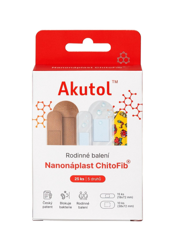 AKUTOL Nanonáplast ChitoFib Rodinné balení 25ks