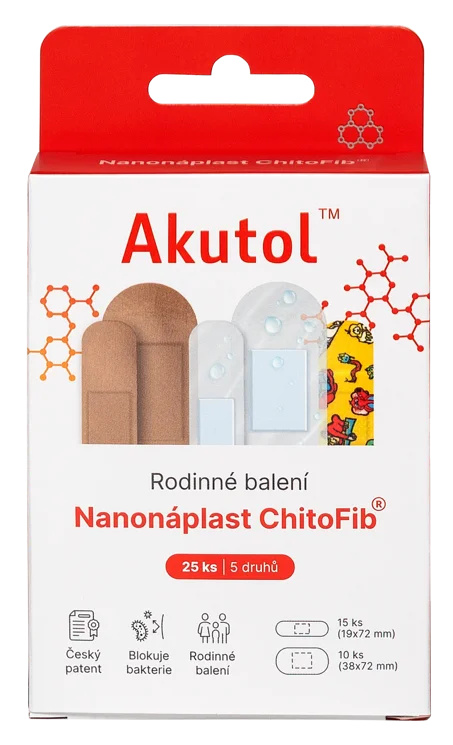 AKUTOL Nanonáplast ChitoFib Rodinné balení 25ks