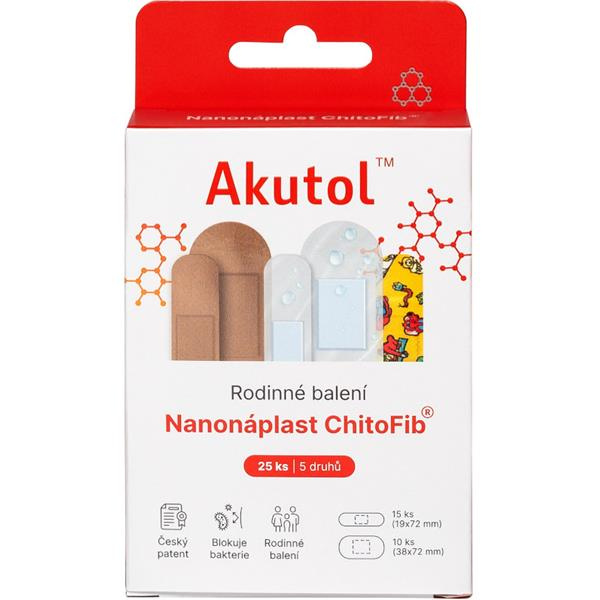 AKUTOL Nanonáplast ChitoFib Rodinné balení 25ks