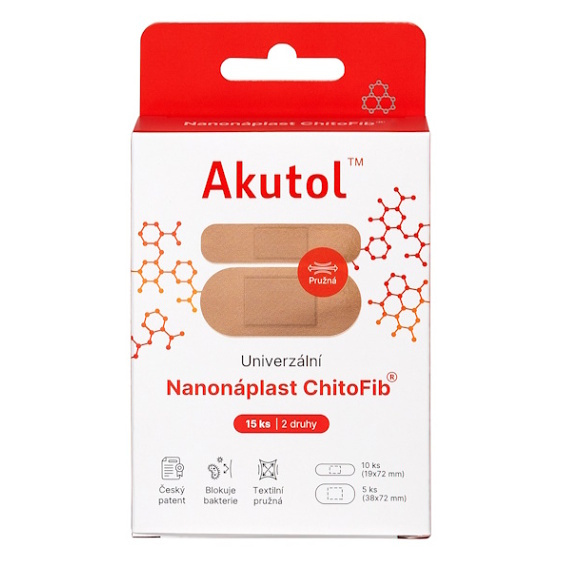 AKUTOL Nanonáplast ChitoFib Univerzál.balení 15ks