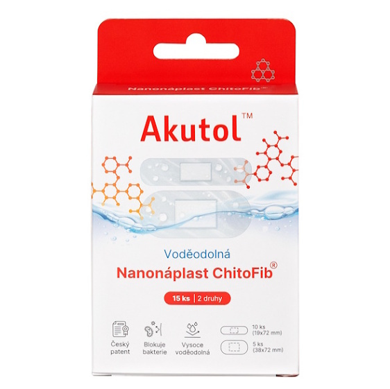 AKUTOL Nanonáplast ChitoFib Voděodolné balení 15ks