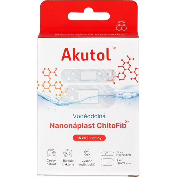 AKUTOL Nanonáplast ChitoFib Voděodolné balení 15ks