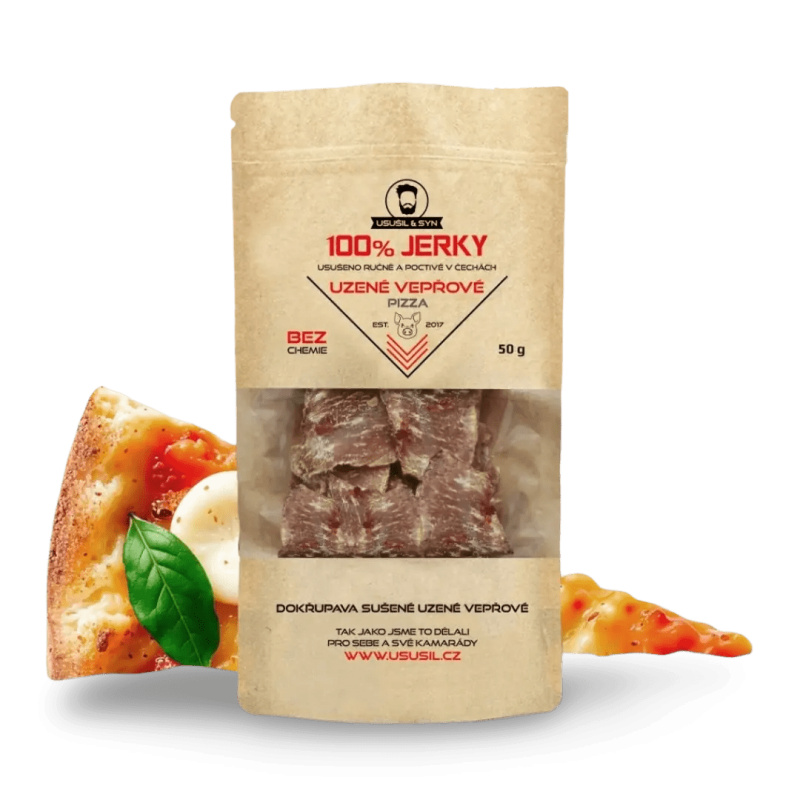 100% JERKY CHIPSY VEPŘOVÉ PIZZA 50 g