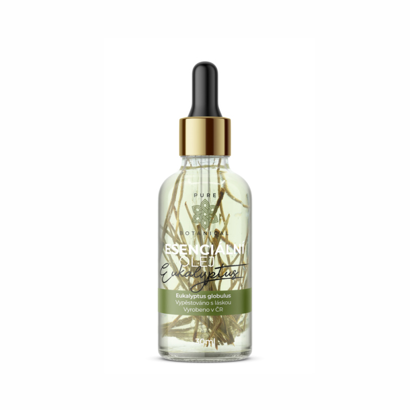 LeFleur 100% přírodní esenciální olej Eukalyptus  s výhonky rostliny, 30 ml