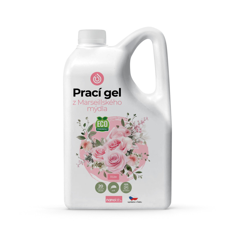 Nanolab Prací gel z Marseillského mýdla pro citlivou pokožku Růže 2L, 40PD