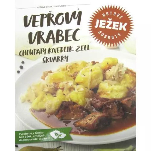 Ježek vepřový vrabec chlupaté knedlíky se zelím a škvarky 450g