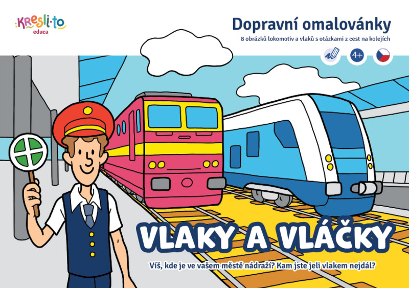 Vlaky a vláčky Dopravní omalovánky A5