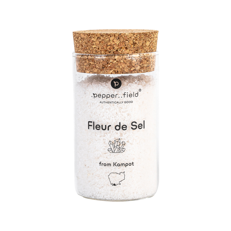 Pepperfield Solný květ - Fleur de Sel ve skleněné dóze 160 g FLEUR-DE-SEL-GLASS-160-GIFT