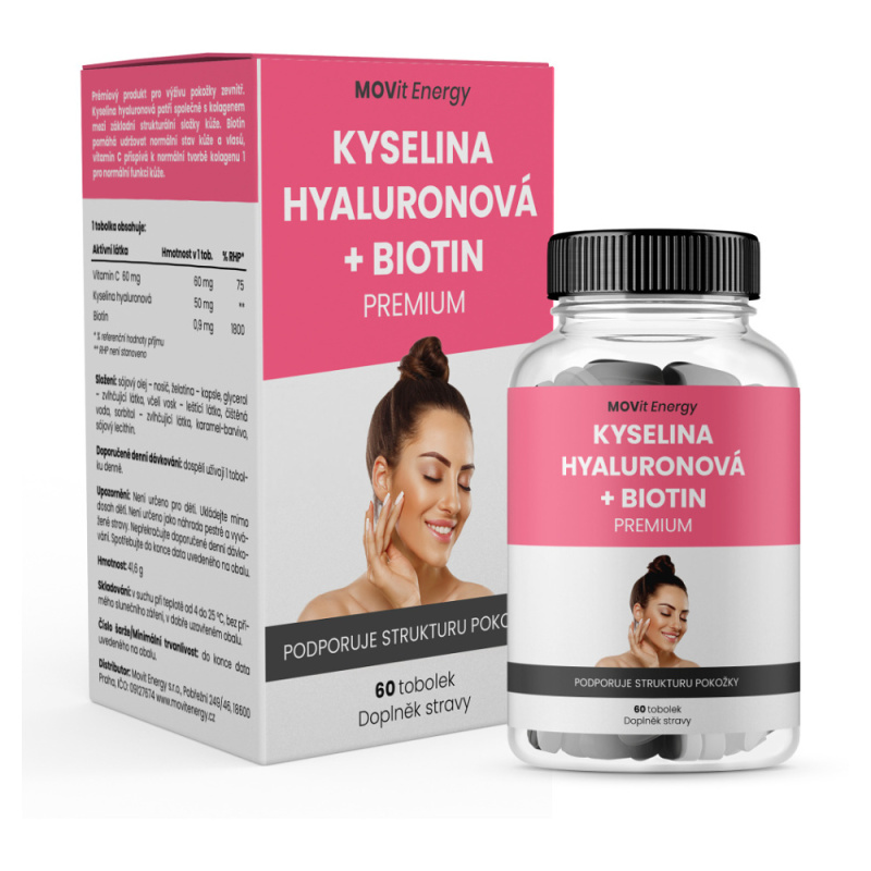 MOVit Energy MOVit Kyselina hyaluronová + Biotin PREMIUM, 60 tobolek