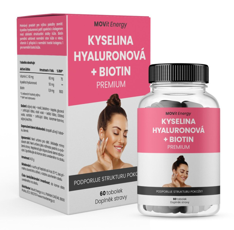 MOVit Energy MOVit Kyselina hyaluronová + Biotin PREMIUM, 60 tobolek