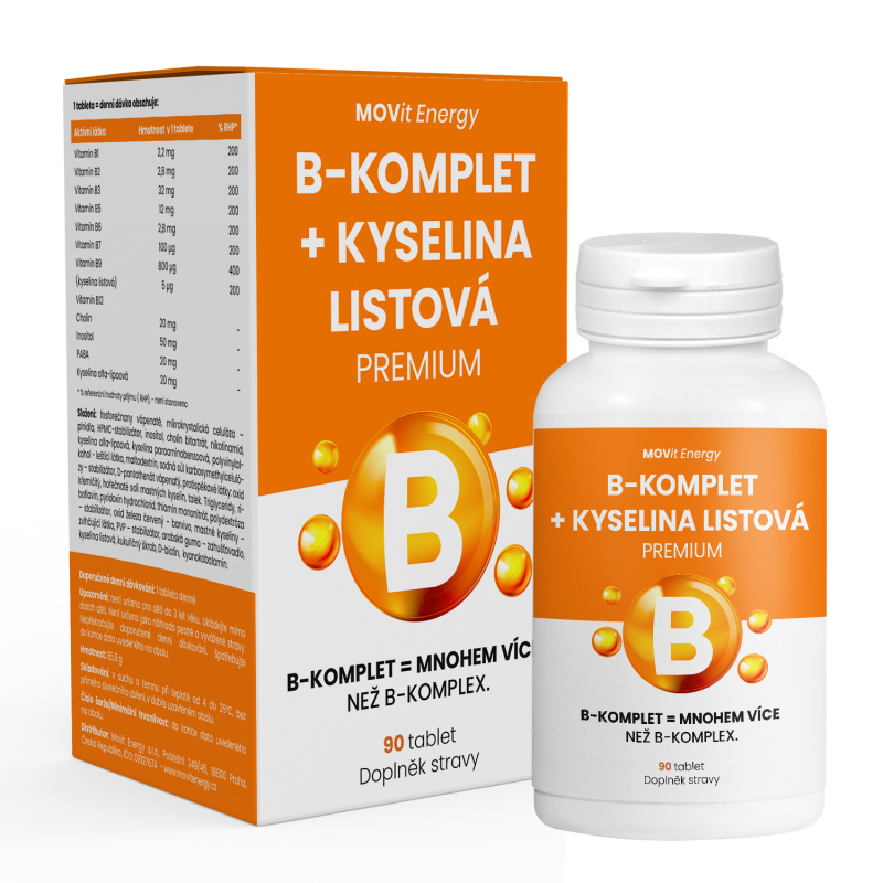 MOVit Energy MOVit B-Komplet + Kyselina listová PREMIUM, 30 tablet