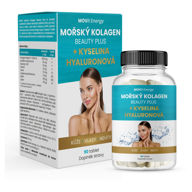 MOVit Energy MOVit Mořský Kolagen Beauty Plus + Kyselina hyaluronová, 90 tablet