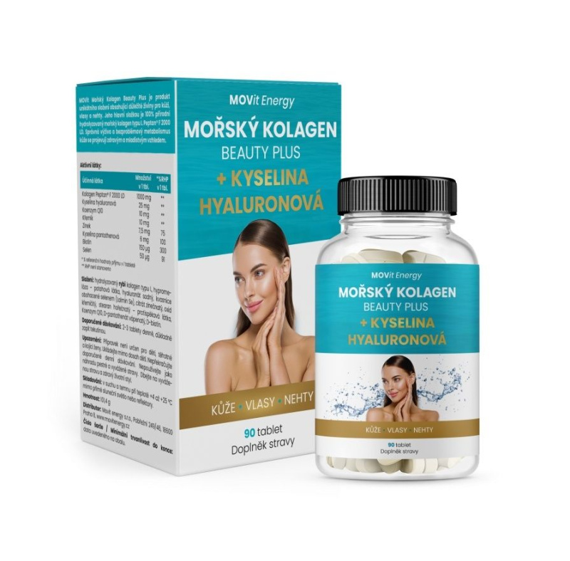 MOVit Energy MOVit Mořský Kolagen Beauty Plus + Kyselina hyaluronová, 90 tablet