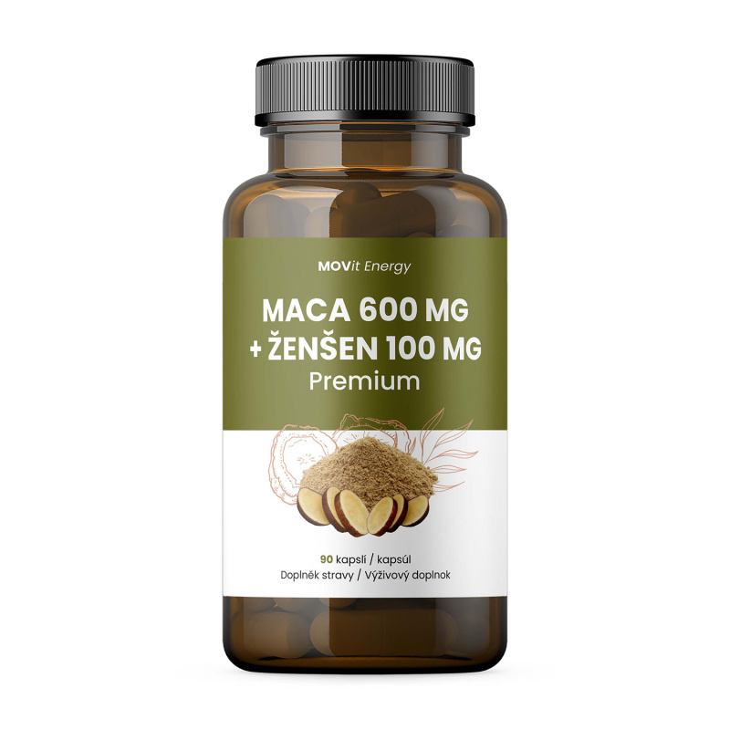 MOVit Maca 600 mg+Ženšen 100mg PREMIUM cps.120