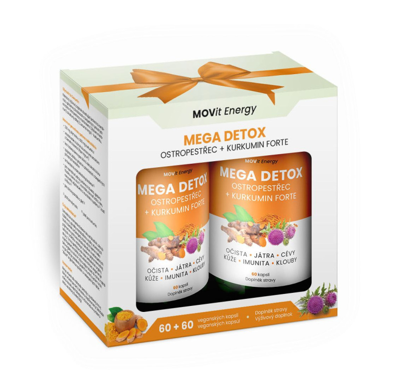 MOVIT ENERGY Mega detox ostropestřec + kurkumin forte DÁRKOVÉ balení 60 + 60 veganských kapslí