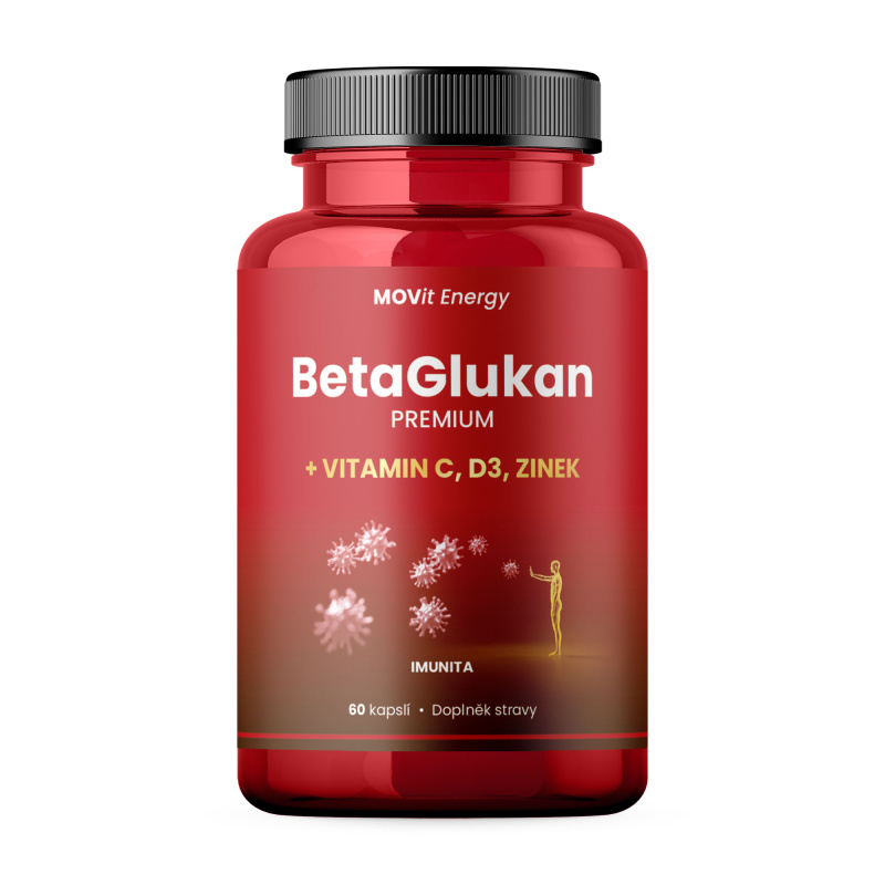 MOVit Energy MOVit BetaGlukan 350 mg + Vitamin C, D3, Zinek PREMIUM, 60 kapslí