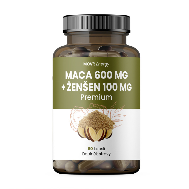 MOVit Energy MOVit Maca 600 mg + Ženšen 100 mg PREMIUM, 90 kapslí