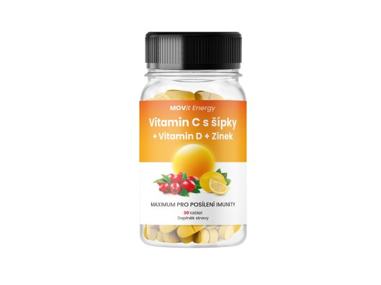 MOVIT ENERGY Vitamin C 1200 mg s šípky + vitamin D + zinek premium 30 tablet