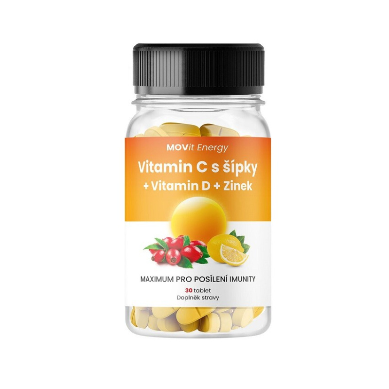 MOVIT ENERGY Vitamin C 1200 mg s šípky + vitamin D + zinek premium 30 tablet