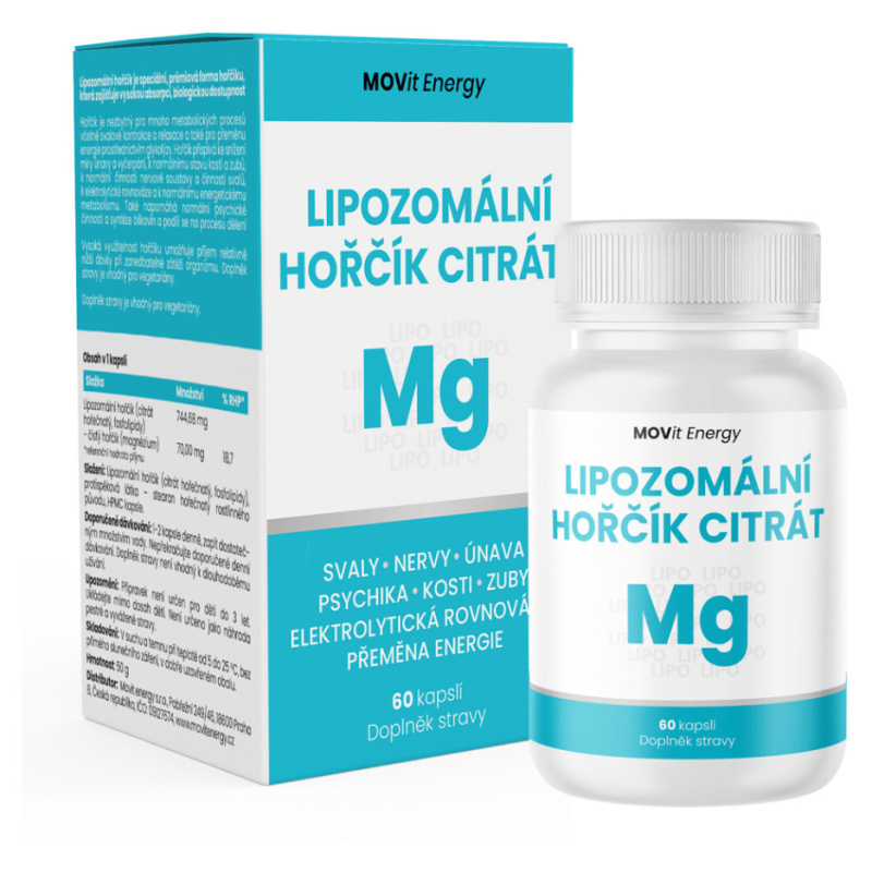 MOVit Energy MOVit Lipozomální Hořčík Citrát, 60 veganských kapslí