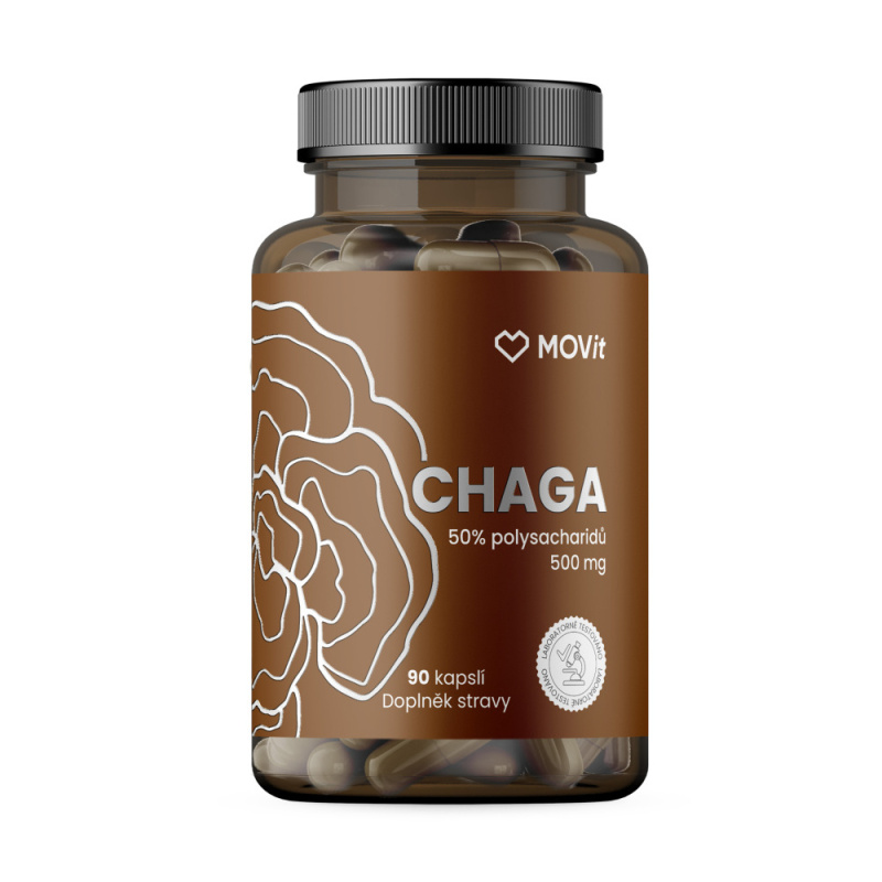 MOVIT Chaga 50 % polysacharidů 500 mg 90 kapslí