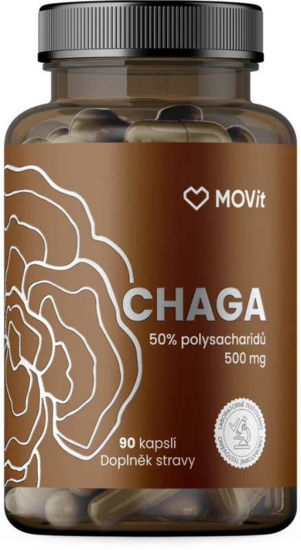 MOVIT Chaga 50 % polysacharidů 500 mg 90 kapslí
