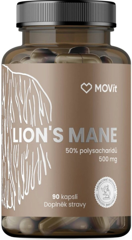 MOVIT Hericium lion's mane 50% polysacharidů 500 mg 90 kapslí