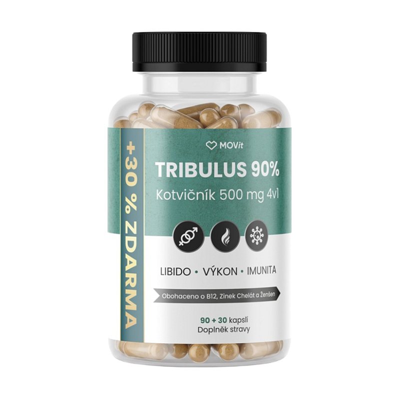 MOVit Tribulus 90% Kotvičník 500mg 4v1 cps.90+30