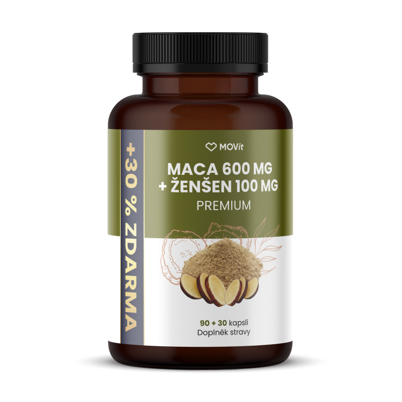 MOVit Maca 600mg+Ženšen 100mg Premium cps.90+30