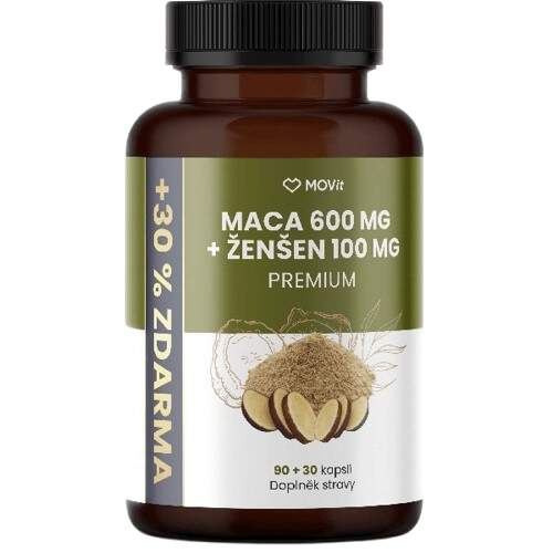 MOVit Maca 600mg+Ženšen 100mg Premium cps.90+30