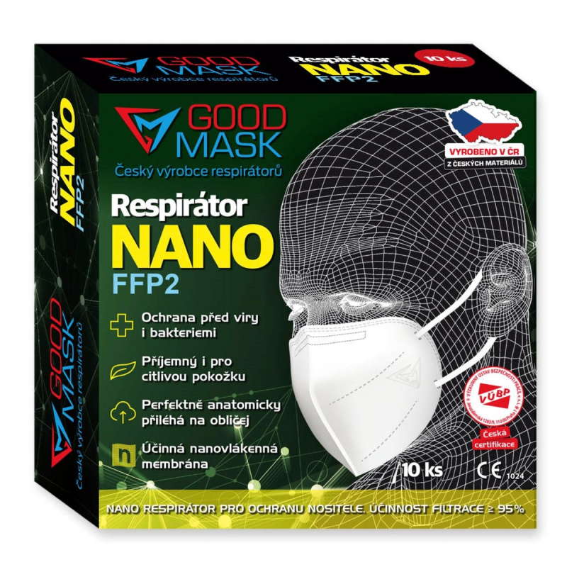Good Mask Nanorespirátory FFP2 vyrobené v ČR, bílé