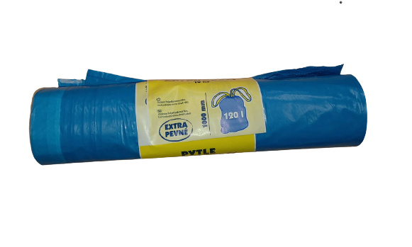 Sáčky na odpadky zatahovací 120L-10ks (Rolo pytle modré, žlutá etiketa)