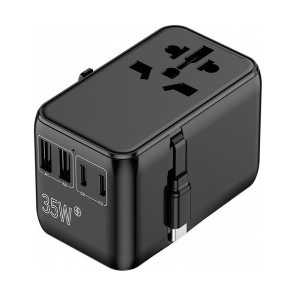 CROSSIO ChargeMe Adapter PLUS PD35W 2A+3C GaN III Černá