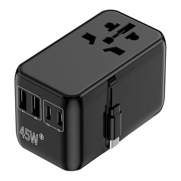 CROSSIO ChargeMe Adapter PLUS PD45W 2A+3C GaN III Černá